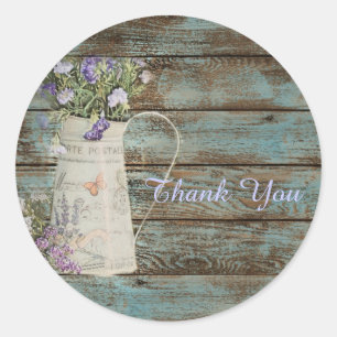 elegant country lavender vintage thank you classic round sticker
