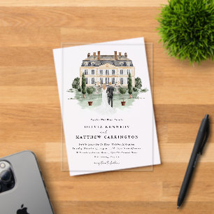 Elegant Country Manor   Villa Wedding Invitation