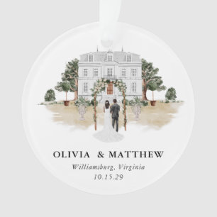 Elegant Country Manor Wedding Photo Keepsake Ornament