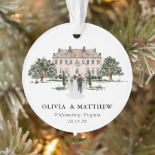Elegant Country Manor Wedding Photo Keepsake  Ornament