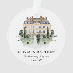 Elegant Country Manor Wedding Photo Keepsake Ornament