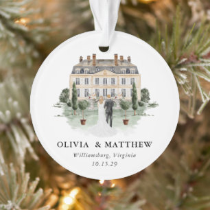 Elegant Country Manor Wedding Photo Keepsake Ornament