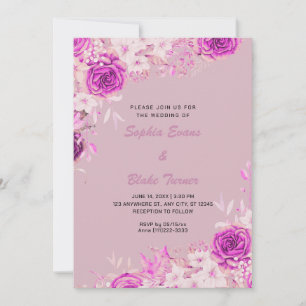 Elegant Country Pink Roses Orange Wedding Invitation