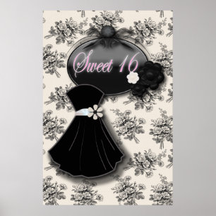 Elegant Country Rose  SWEET 16 BLACK GOWN poster