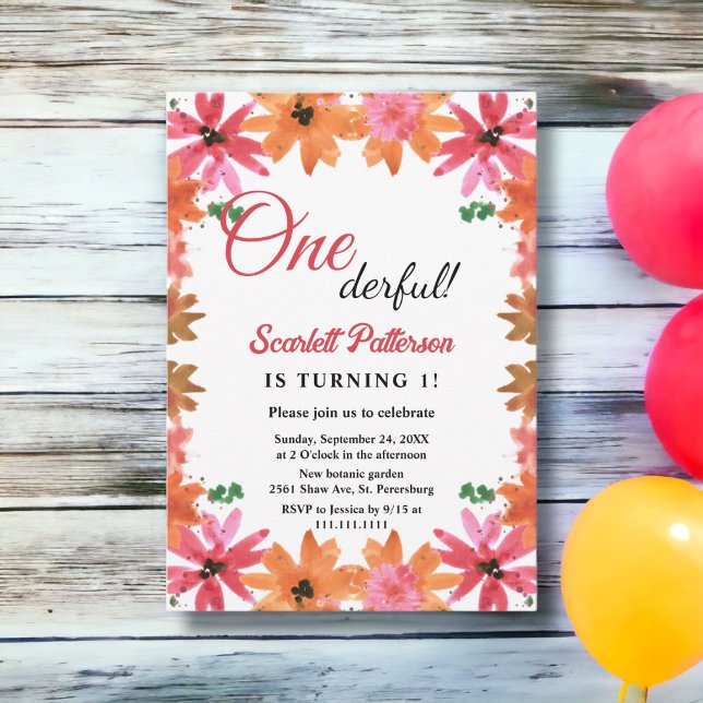 Elegant Country Roses Floral Fall 1st Birthday Invitation (Creator Uploaded)