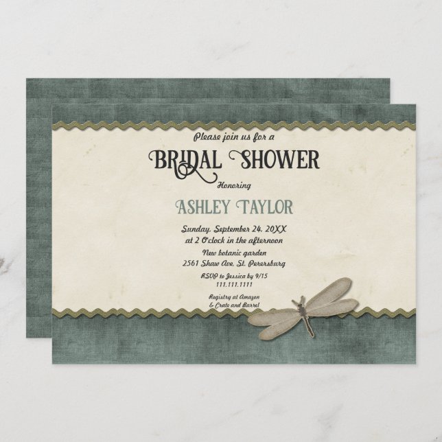 Elegant Country Simple Script Modern Bridal Shower Invitation (Front/Back)