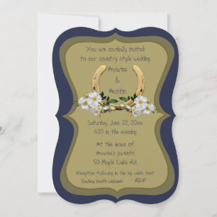 Elegant Country Style Navy and Gold Invitation