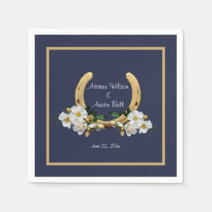 Elegant Country Style Navy and Gold Napkin