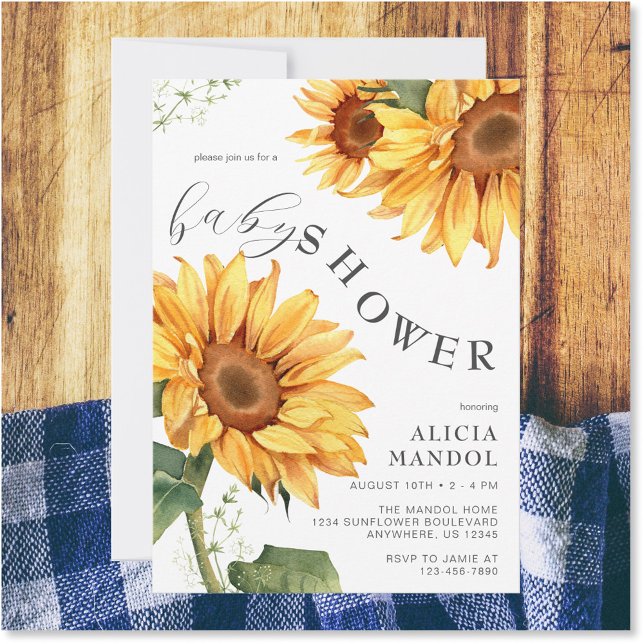 Elegant Country Sunflower Baby Shower Invitation (Creator Uploaded)