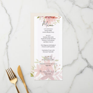 Elegant Country Watercolor Floral Terracotta Blush Menu