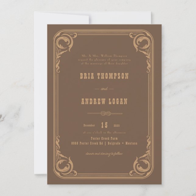 Elegant Country  Wedding Invitation (Front)