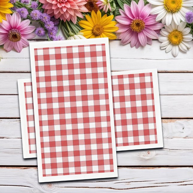 Elegant Countryside Picnic White Red Chequered Napkin (Creator Uploaded)
