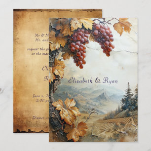 Elegant Countryside Vineyard Grape Vine Rustic     Invitation