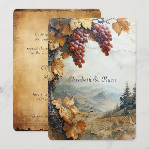 Elegant Countryside Vineyard Grape Vine Rustic     Invitation