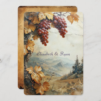 Elegant Countryside Vineyard Grape Vine Rustic Invitation