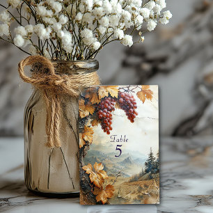 Elegant Countryside Vineyard Grape Vine Rustic Table Number