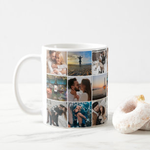 elegant couple 9 photos collage valentines coffee mug