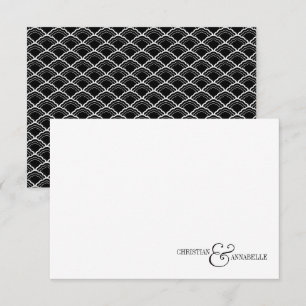 Elegant Couple Black Scallop Wedding Stationery Card