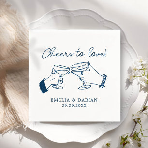 Elegant Couple Cheers to Love Minimalist Wedding Napkin