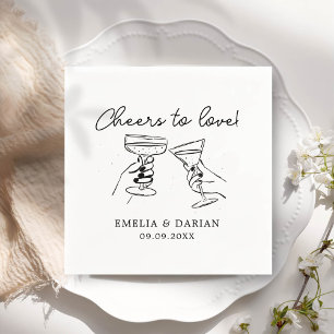 Elegant Couple Cheers to Love Minimalist Wedding Napkin