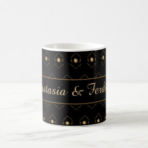 Elegant Couple Gold Black Pattern Personalise Coffee Mug