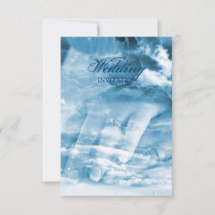 elegant couple hands vintage wedding invitation