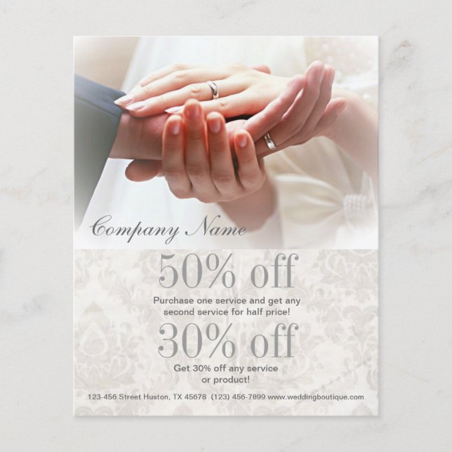 elegant couple holding hands wedding photographer flyer (Front)