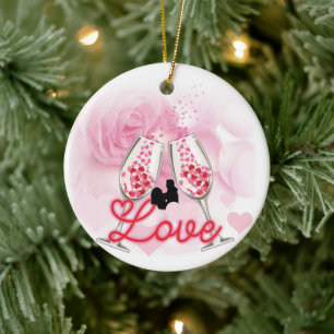 Elegant Couple Lover Valentine's Day Ceramic Tree Decoration