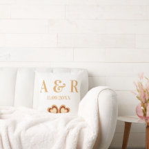 Elegant Couple Monogram Wedding Throw Pillow