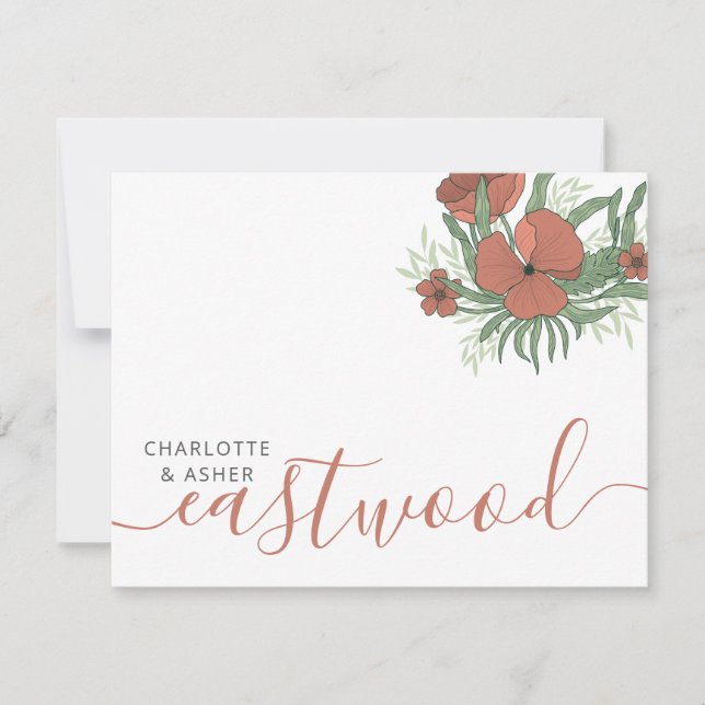 Elegant Couple Name Wedding Floral Card (Front)