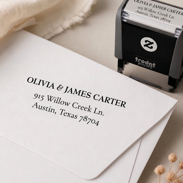 Elegant Couple Name Wedding Return Address Self-inking Stamp (Creator Uploaded)