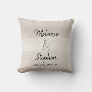 Elegant Couple Names Script Typography Neutral Cushion