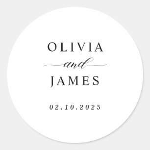 Elegant Couple Names Typography Script Wedding Classic Round Sticker