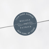 Elegant Couple Names Wedding Return Address Navy