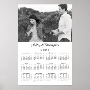 Elegant Couple Photo and Names 2027 Calendar Poster