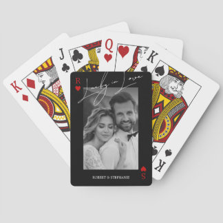 Elegant Couple Photo Black Anniversary Playing Cards
