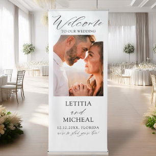 Elegant Couple Photo Wedding Welcome Retractable Banner