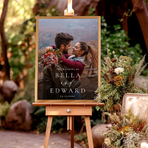 Elegant Couple Photo Wedding Welcome Sign