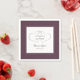 Elegant Couple Purple Wedding Hearts Forever Love Napkin