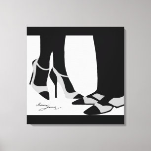 Elegant Couple-Stretched Canvas Black and White