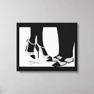 Elegant Couple-Stretched Canvas Black and White Print