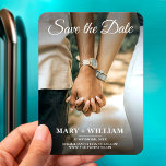 Elegant Couple Wedding Small Photo Save The Date Magnet<br><div class="desc">💌✨ Create an unforgettable love story with our Elegant Couple Photo Save The Date invitations! Download now and create your modern wedding save the date invitation that is as unique and beautiful as your love. Perfect for couples seeking elegance and simplicity, our customisable modern design allows you to effortlessly create...</div>