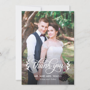 Elegant Couple Wedding Thank You Photo Card