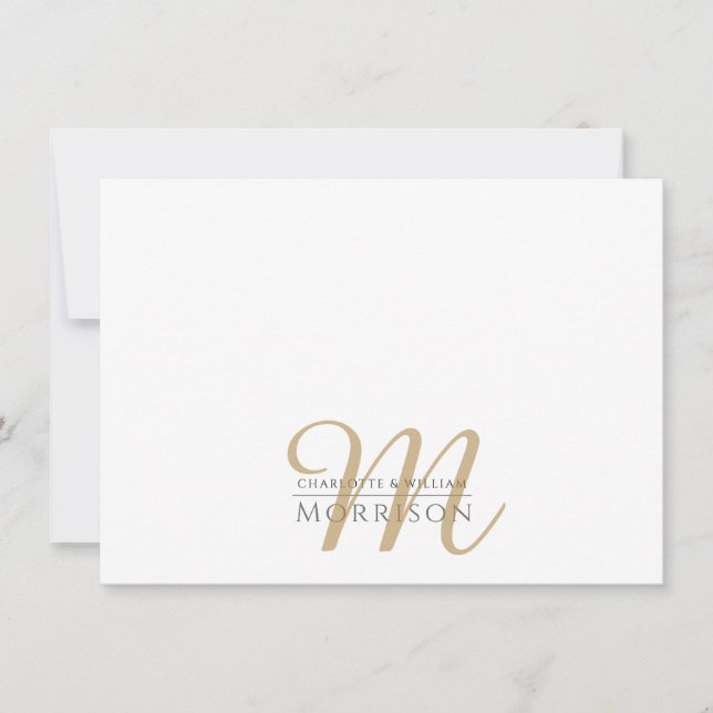 Elegant Couple's Gold Black Monogram Logo Card (Front)