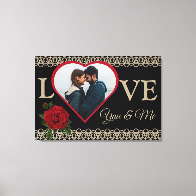 Elegant Couple's Love You & Me Stretched Canvas  Print (Front)