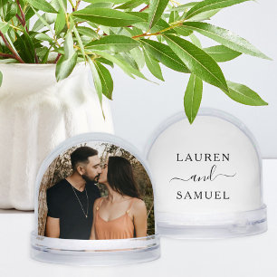 Elegant Couples Monogram Keepsake Photo Snowglobe