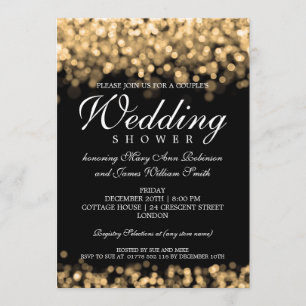 Elegant Couples Shower Gold Lights Invitation