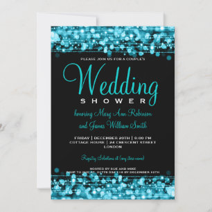 Elegant Couples Shower Party Sparkles Turquoise Invitation