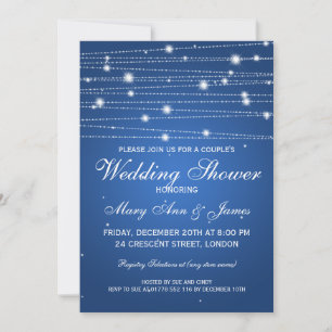 Elegant Couples Shower Sparkling Lines Sapphire Invitation