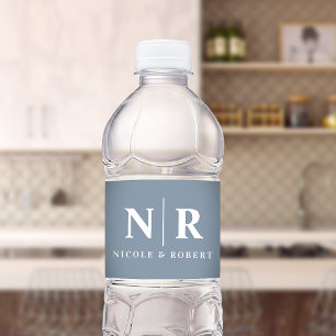 Elegant Couples Wedding Monogram Personalised Water Bottle Label
